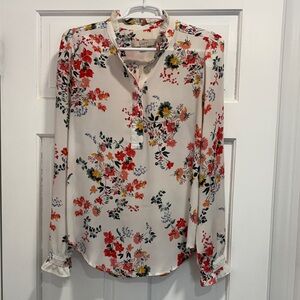 LOFT Floral Blouse - Red, Yellow, and Cream